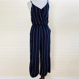 HOLLISTER JUMPSUIT NAVY BLUE SMALL STRIPE JUMPER SUMMER CASUAL